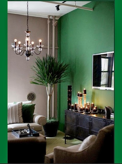 sala acentos verde esmeralda