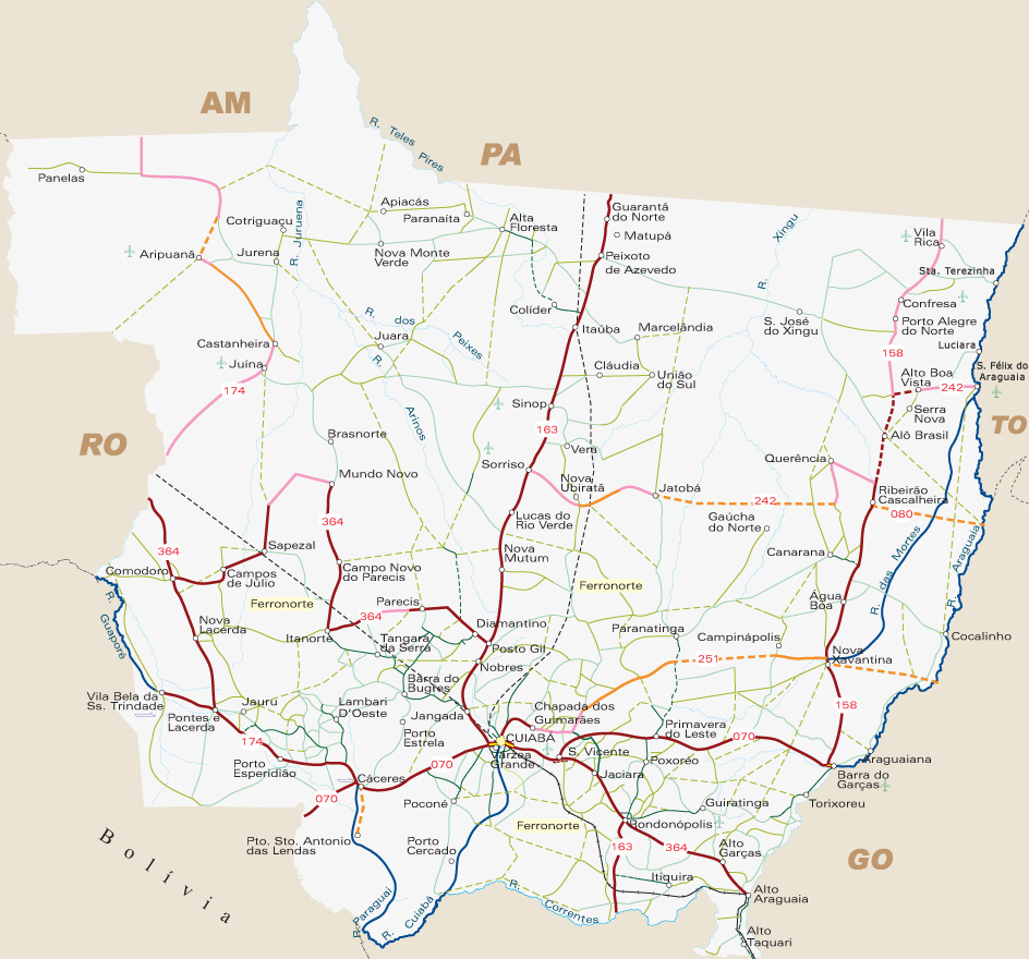 Mapa Rodoviario Mato Grosso 