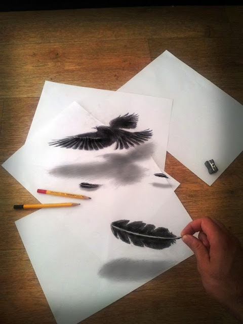 Alucinantes dibujos en 3D sobre hojas planas de papel