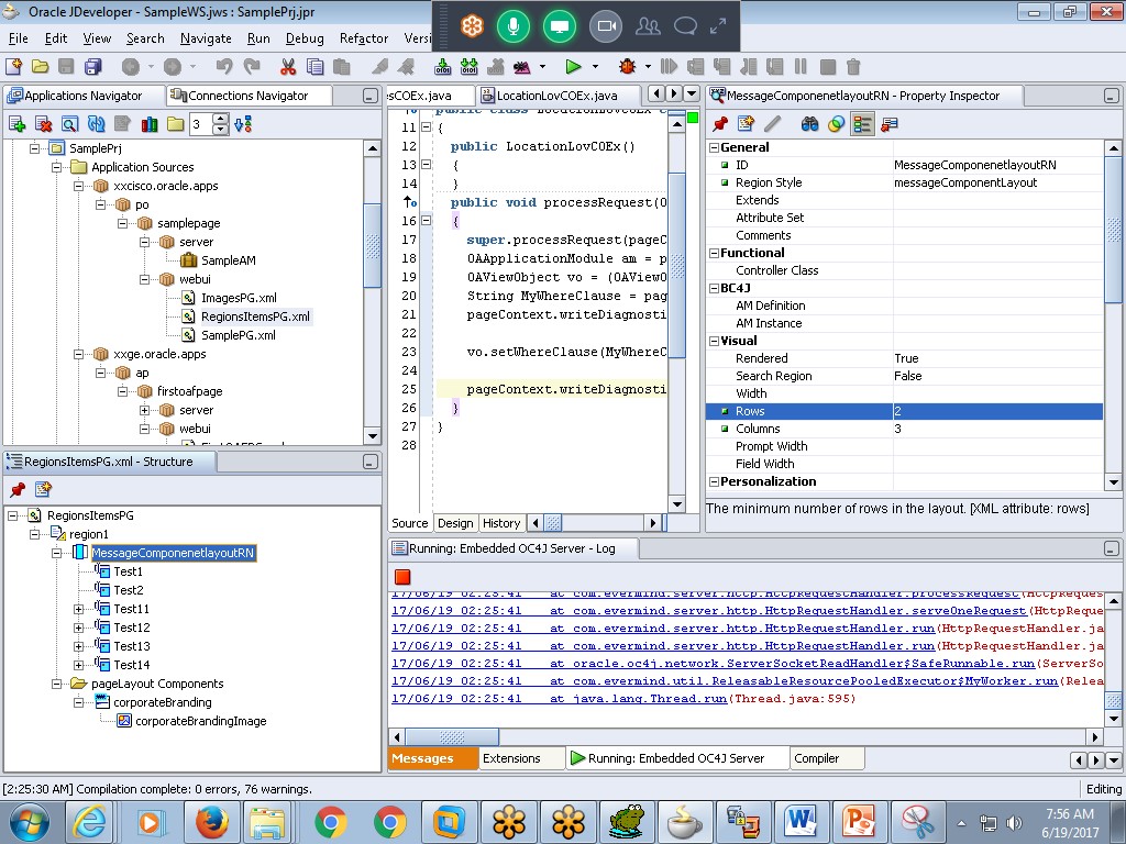 Oracle Application Framework: Different Regions / Layouts in OAF
