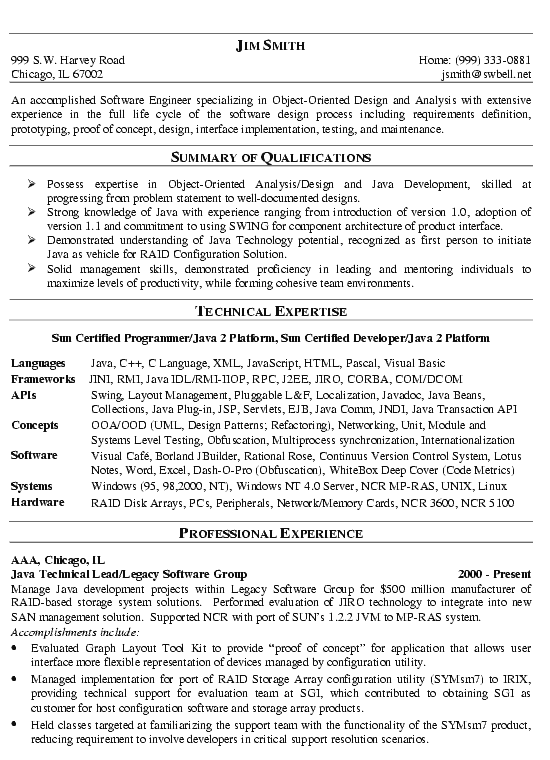 Resume examples software manager