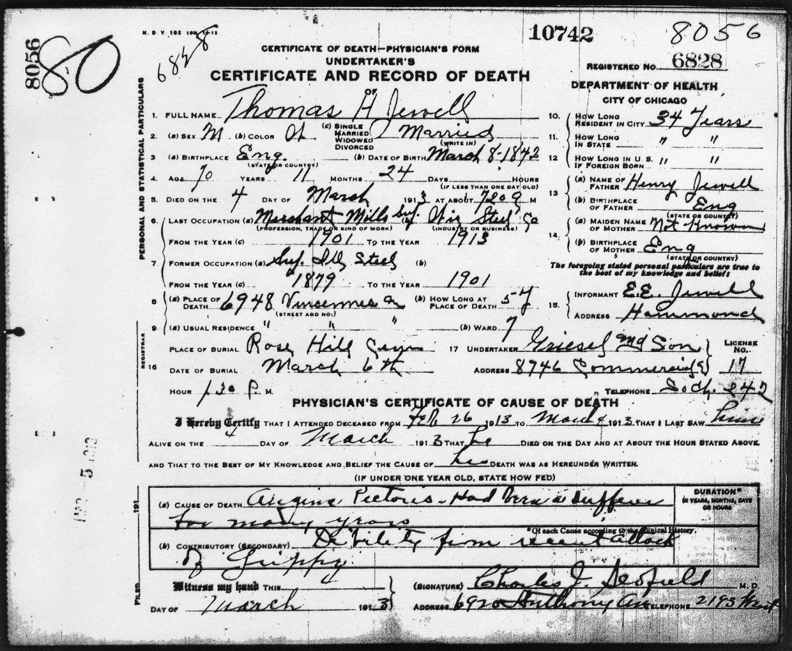 Under Every Tombstone HIS EMPLOYEES FURNISHED HIS TOMBSTONE Thomas H