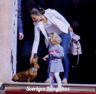 Crown Princess Victoria of Sweden and Princess Estelle of Sweden last week at Amalienborg Palace in Copenhagen, Sweden.