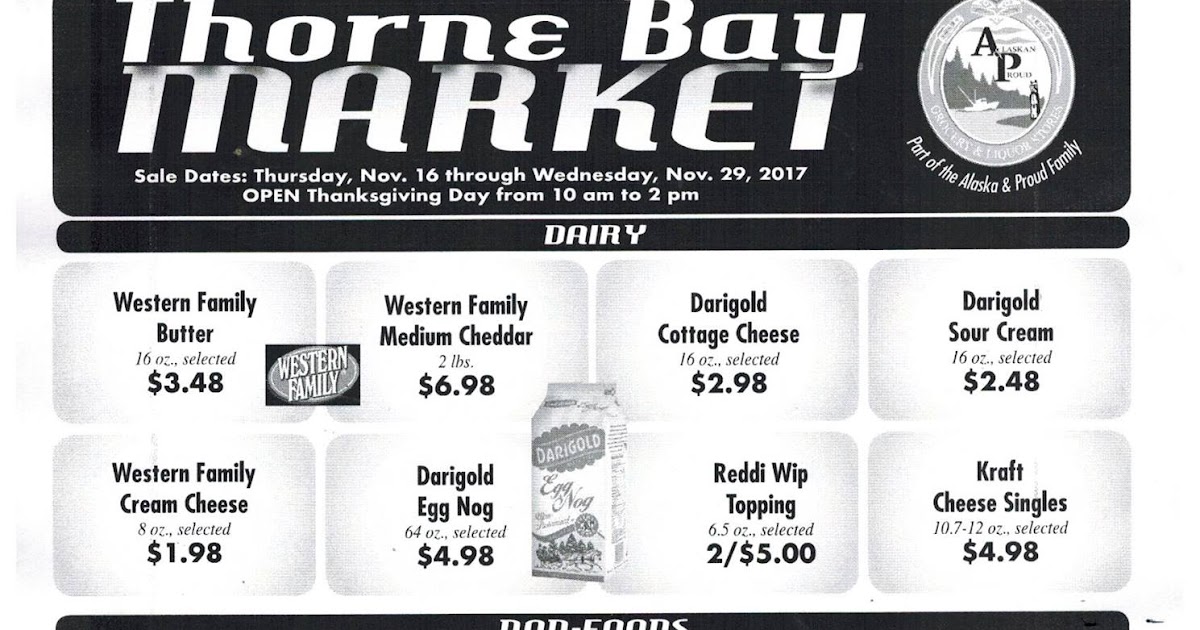 Thorne Bay Market Sale November 1629, 2017 P.O.W. Report