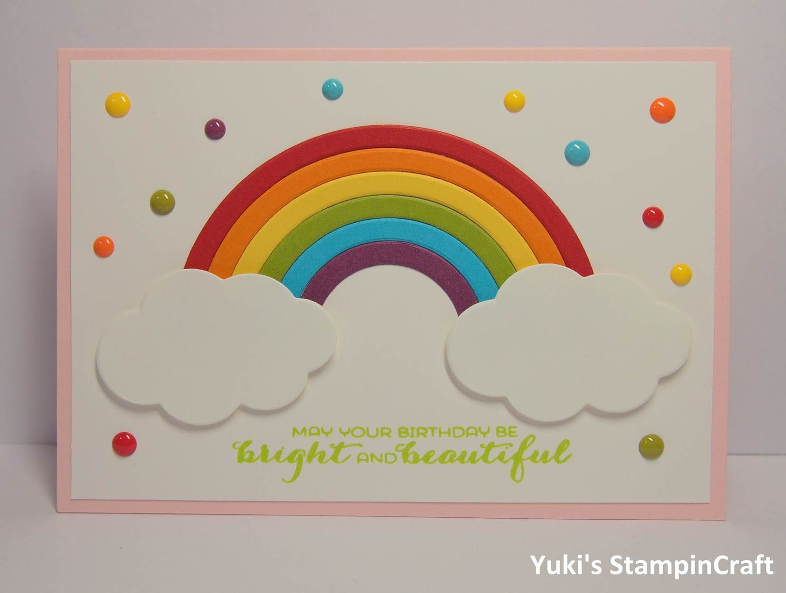 Yuki's Stampin Craft: 1月から販売開始のオケージョンカタログ製品から可愛い虹のスタンプ、サンシャイン＆レインボー！