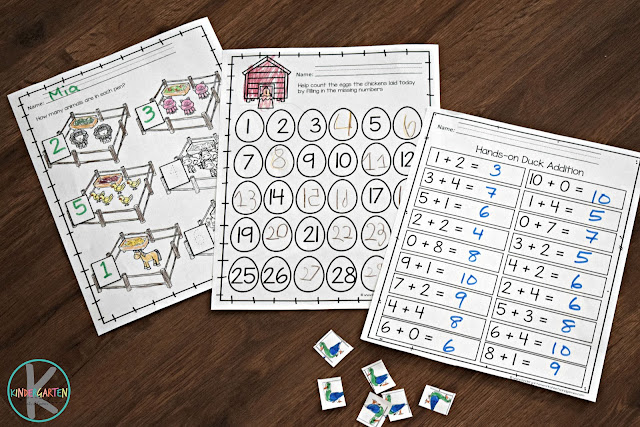 Farm Theme Math farm-math-worksheets-counting-addition-number-words