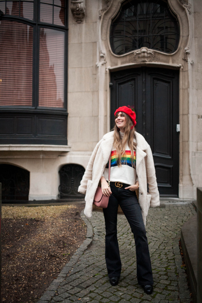 rainbow sweater outfit