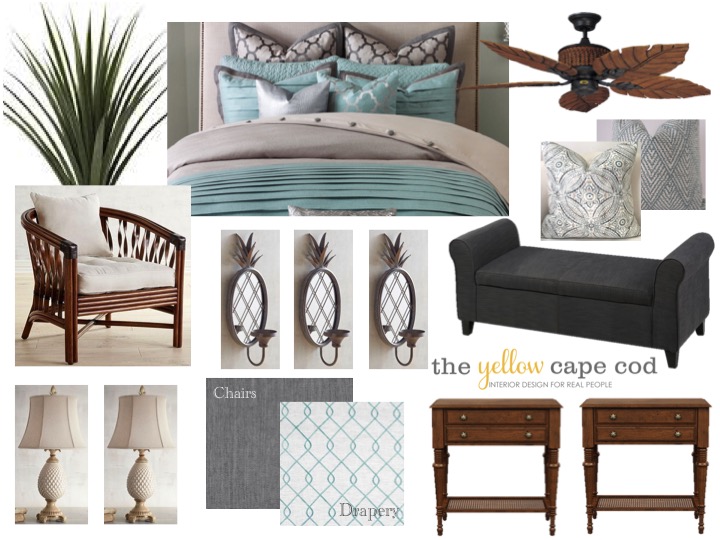 The Yellow Cape Cod British Colonial Master Bedroom And