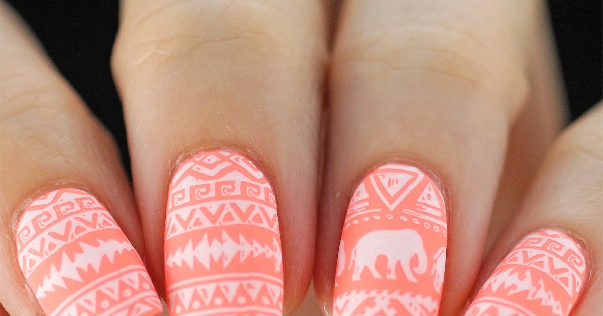 7. Coral and White Abstract Nail Art - wide 1