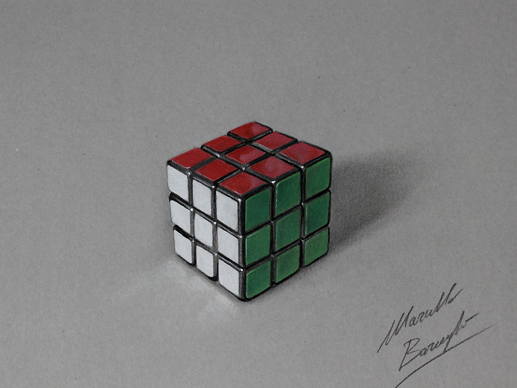 Marcello Barenghi Rubiks Cube 3d Illusion Drawing