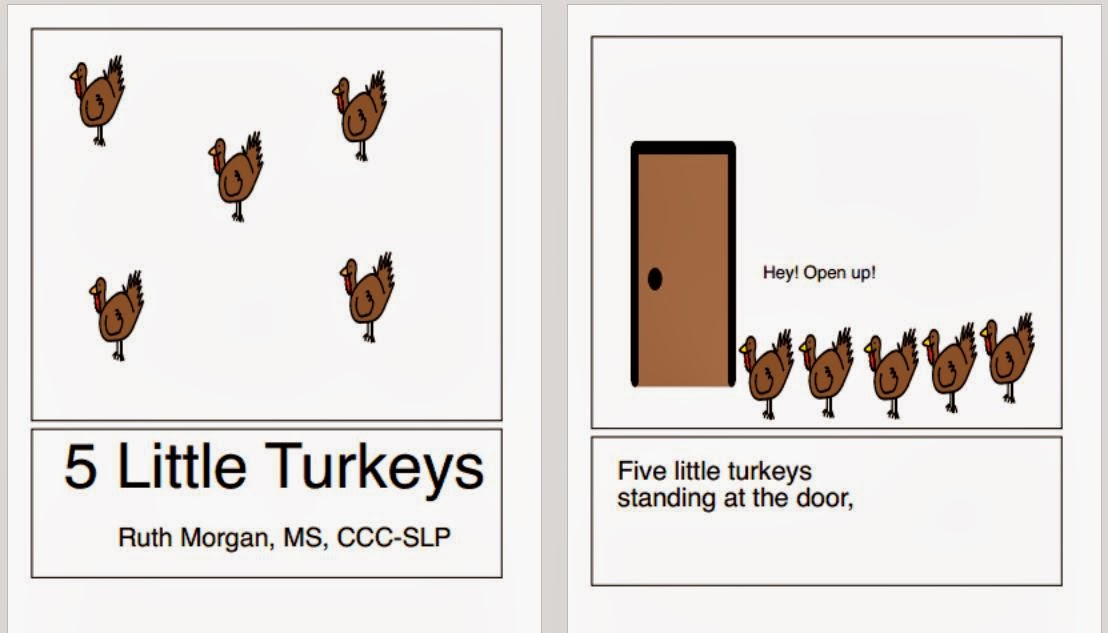 Chapel Hill Snippets: Five Little Turkeys--adapted printable book