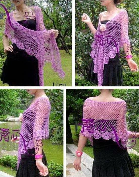 Crochet Lace Shawl Wrap or Capelet Simple and Easy