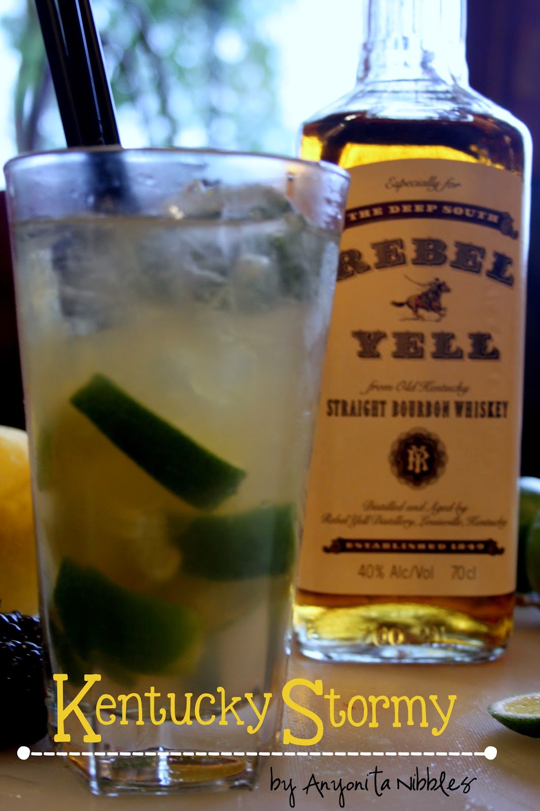 A highball of a lime and bourbon Kentucky Stormy cocktail by Anyonita Nibbles