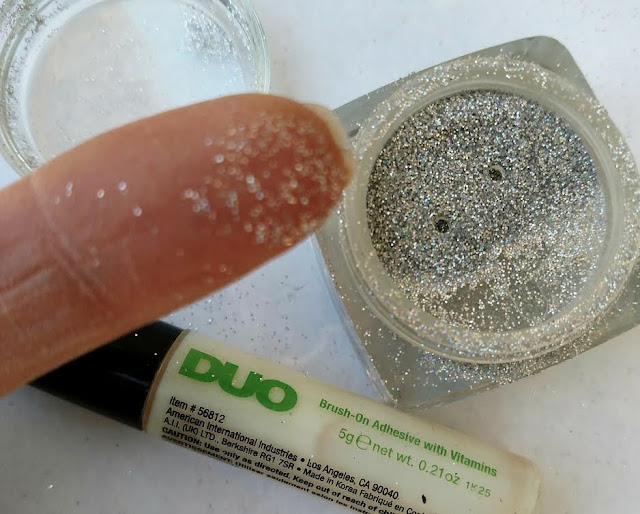 glitter and eye lash glue