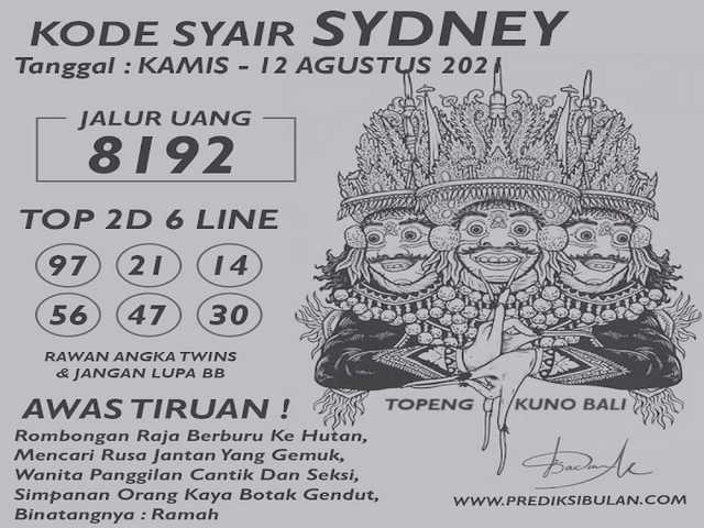 Prediksi Sydney 12 Agustus 2021 New Nomor