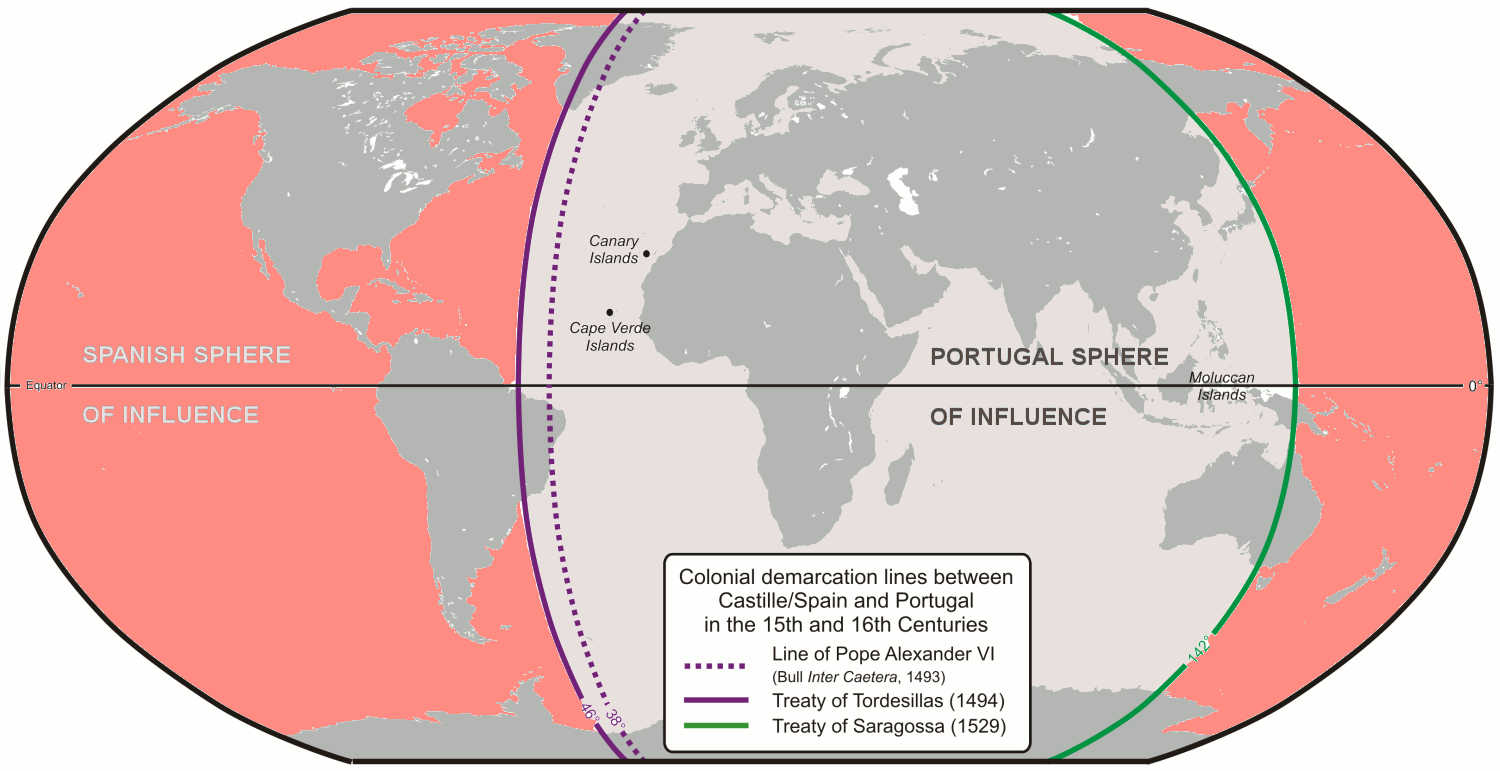 the pope endorsed both treaties on behalf of the european world setting a map for future colonization that looked like this the pope endorsed both treaties on behalf of the european world setting a map for future colonization that looked like this