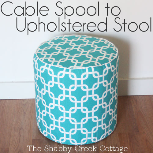 upcycle project, DIY, cable spool, stool, building, sewing