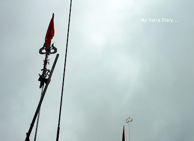 The trident impressively standing against the skyline, Tungareshwar temple in Vasai, Mumbai