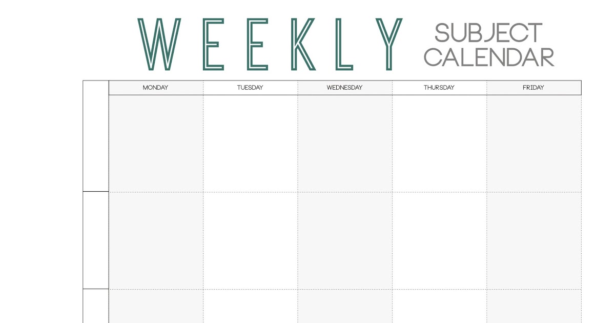 Free Weekly Subject Calendar