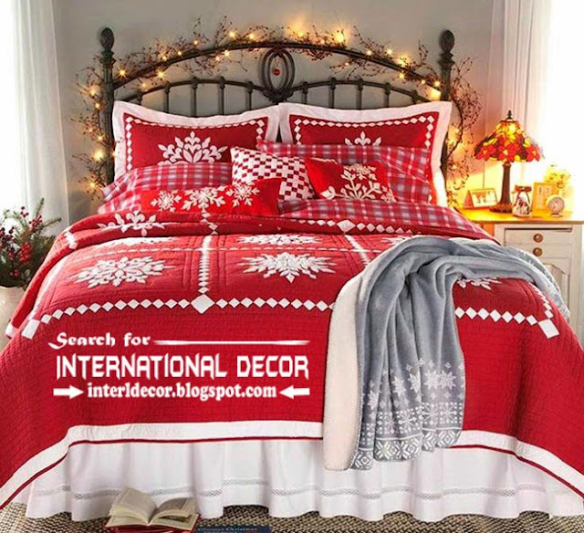 Christmas decorations for bedroom 2015 in new year, Christmas red linen for bedroom