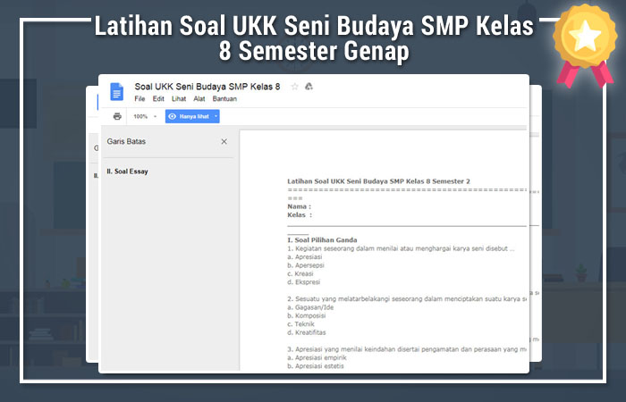 Latihan Soal Ukk Seni Budaya Smp Kelas 8 Semester Genap Idn Paperplane