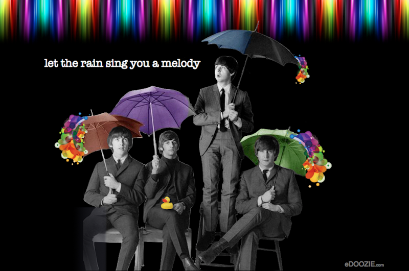 beatles, famous musicians, melody, song and singing, umbrella, quotes, rain, colorful, color with fun, rubber duck, ducky, english humor