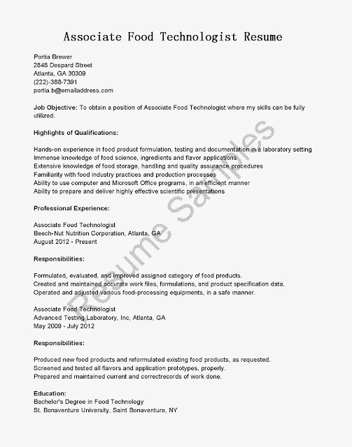 food scientist resumes