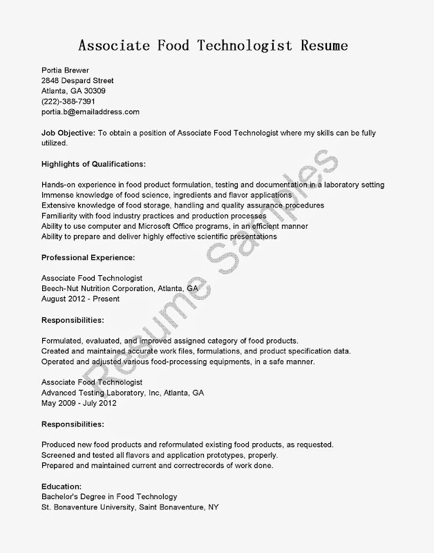 resume for fast food