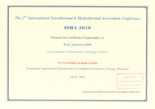 International Solvothermal & Hydrothermal Association 2010 Invited Lecture 선임연구원 김재훈박사