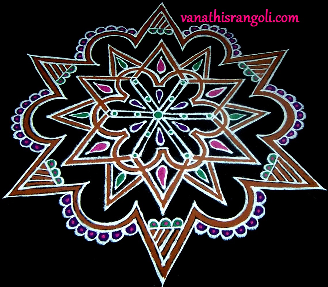 Vanathi's Rangoli / Kolangal: Kavi / Red border Rangoli Design for Less ...