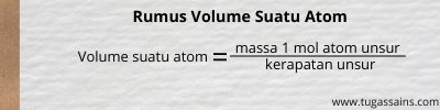 Rumus Volume Suatu Atom