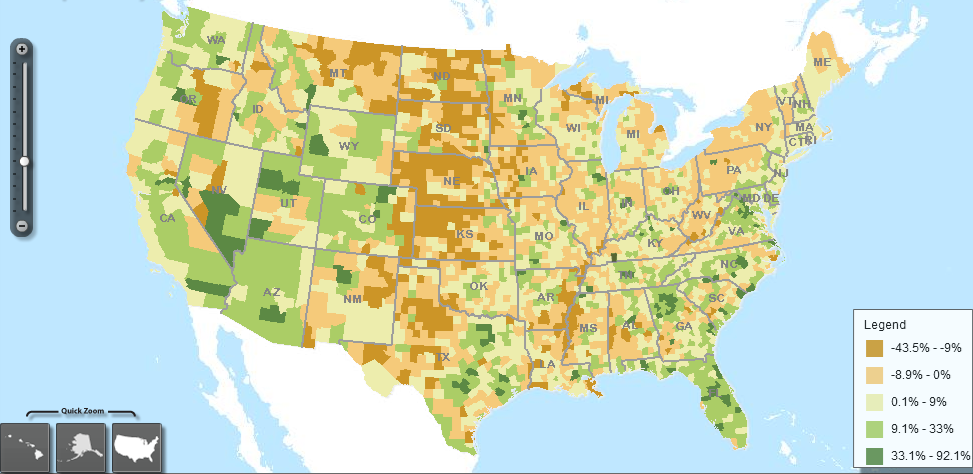 The Rural Blog Atlas of Rural - PopChange2000 09