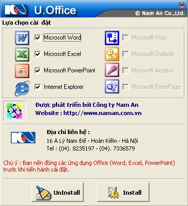 Uconvert, UOffice  - Phần Mềm Chuyển Đổi Font Chữ Cho Office 2000, Office  2003, Office 2007 và Office 2010