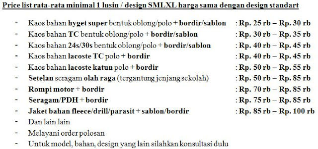 grosir kaos polos jaket kemeja seragam sekolah olah raga pdh pdl jasa almamater setelan sablon bordir topi tas konveksi murah di malang banget