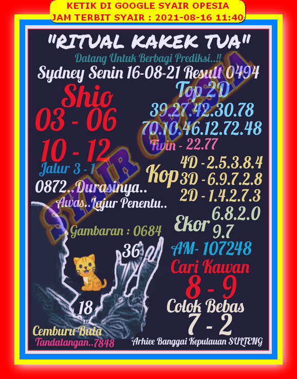 Syair Sdy 16 Agustus 2021 Kode Syair Sgp Syair Hk Syair Sydney 2021