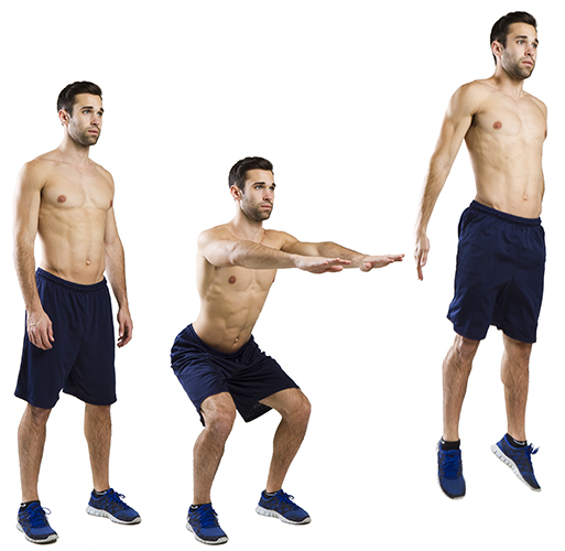 Gerakan squat jump merupakan latihan kekuatan otot bagian