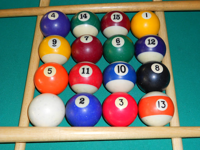 Installation of magic square 4x4 using pool balls (16 is the white ball) photo 3.