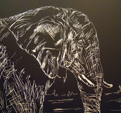 An Elephant a Day: Elephant No. 290: Scratchboard