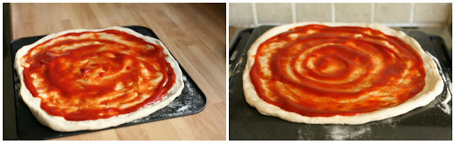 Homemade Pizza with Garlic Dipping sauce for the crust, follow the step by step tutorial for the best pizza night treat. www.goodfoodshared.blogspot.com 