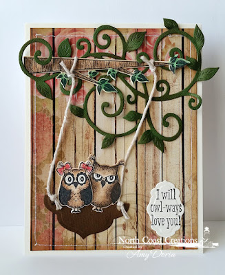 North Coast Creations Stamp set: Who Loves You?, North Coast Creations Custom Dies: Owl Family, Flourished Vine,  Our Daily Bread Designs Custom Dies: Antique Labels and Border, Our Daily Bread Designs Blushing Rose Paper Collection