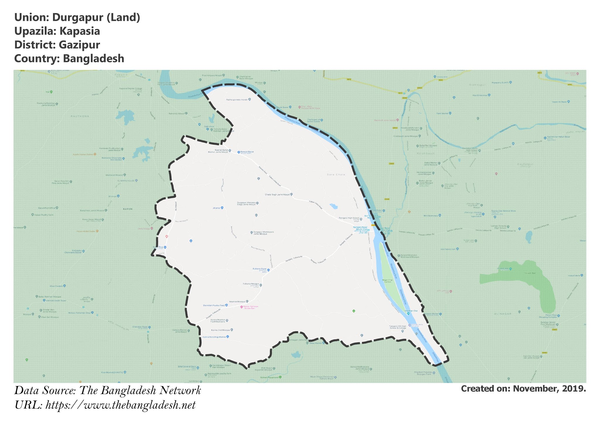 Map of Durgapur of Kapasia Upazila Map of Durgapur of Gazipur, Bangladesh.