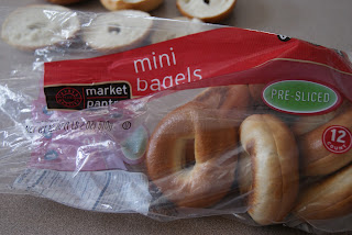 A bag of mini bagels ready to be sliced and prepped.