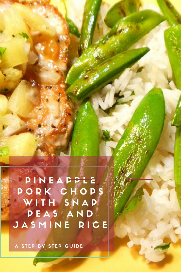 Slice of Southern Pineapple Pork Chops with Snap Peas and Jasmine Rice