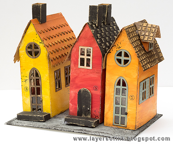 Layers of ink - Old Town Houses Tutorial by Anna-Karin, with Village Brownstone Tim Holtz Sizzix die