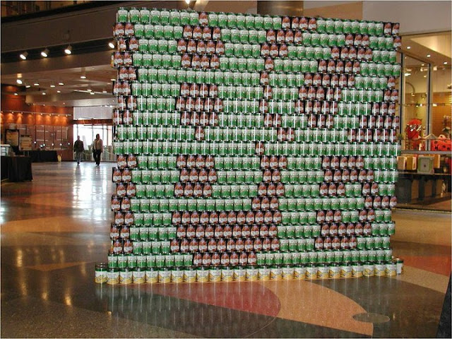 hope spelled out in canned food