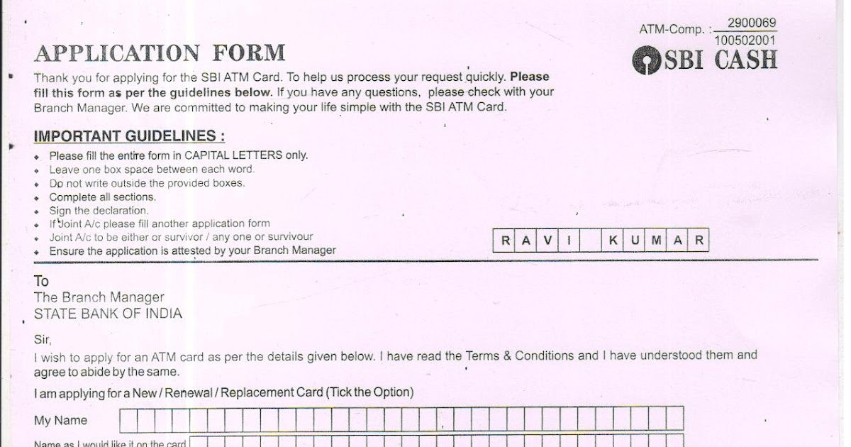 Sbi Bank Atm Application Form