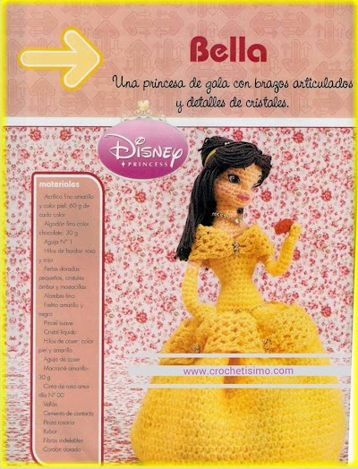 Amigurumi de la Princesa Bella, paso a paso.