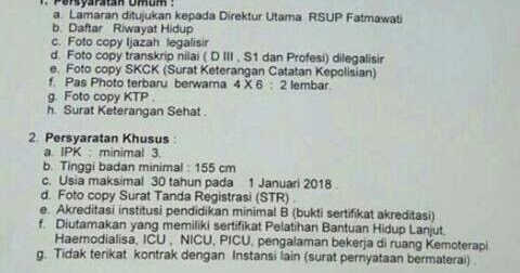 Lowongan Kerja PTT Bidan Perawat di RSUP Fatmawati Tahun 2018 Lowongan Kerja PTT Bidan Perawat di RSUP Fatmawati Tahun 2018