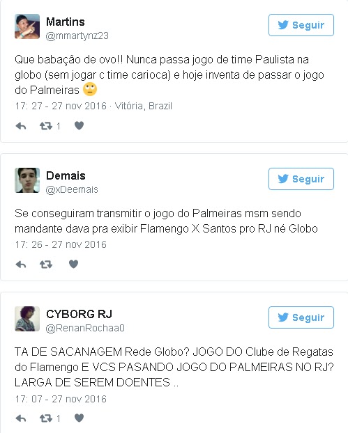 Globo transmite Palmeiras no Rio e flamenguistas se revoltam