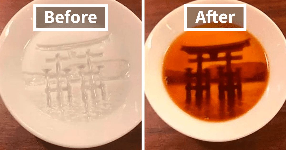 After Pouring Soy Sauce Into These Plates, Beautiful Hidden Paintings Are Revealed After Pouring Soy Sauce Into These Plates, Beautiful Hidden Paintings Are Revealed